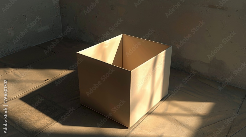 Poster a box sitting on the ground, suitable for various uses