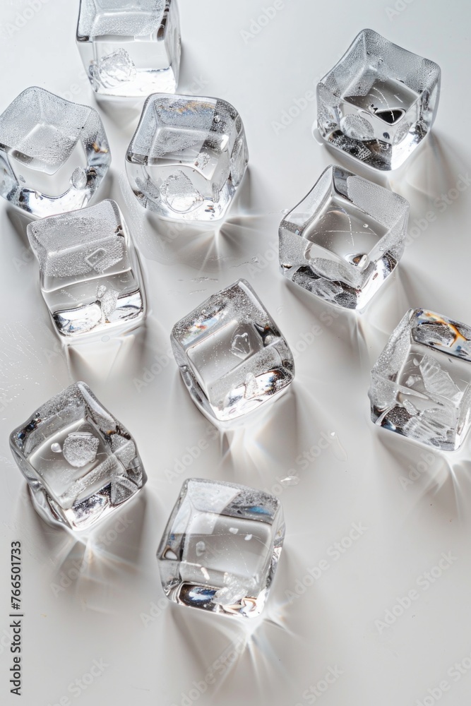Aufkleber a bunch of ice cubes on a table, suitable for various projects