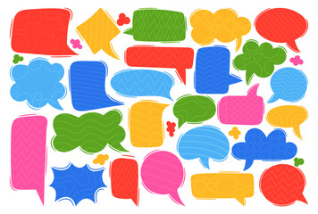 Set of Vibrant Collection Of Blank Speech Bubbles, Each Bursting With An Array Of Colors, Ready For Dynamic Conversation - 766501770