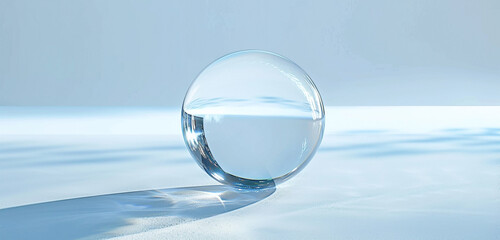 A crystal ball flying over the on a white background, 8k
