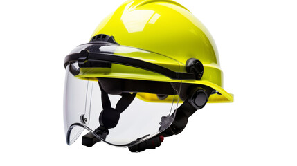 A vibrant yellow safety helmet contrasts against a clean white background