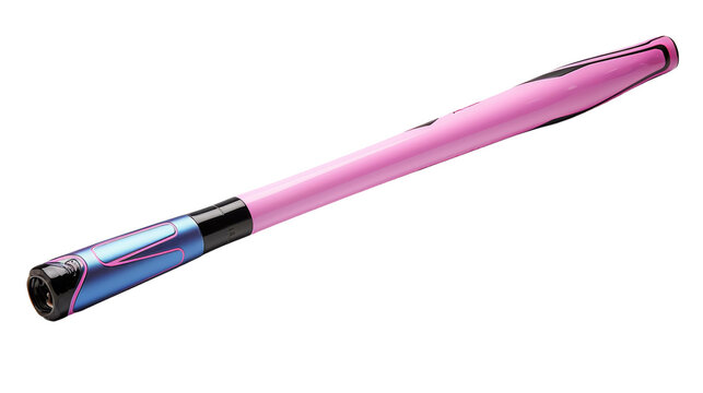 Vibrant pink and blue pens with sleek black tips entwined in a colorful pas de deux