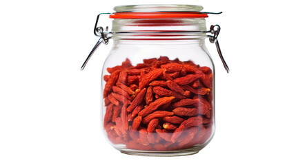 Glass jar bursting with vibrant red foods, creating a feast for the eyes