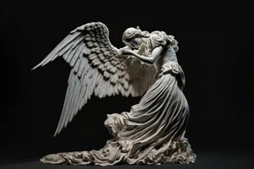 Fototapeta premium Beautiful fallen angel with big wings