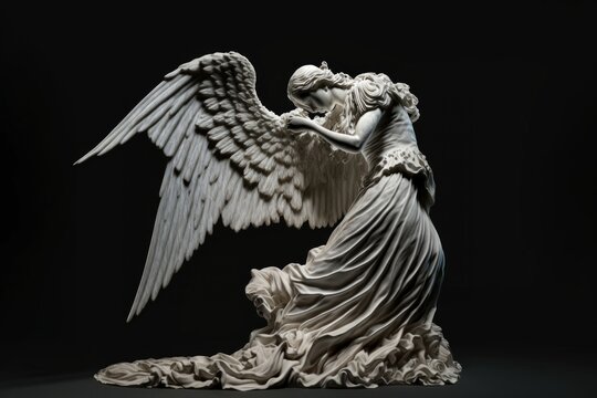 Beautiful fallen angel with big wings