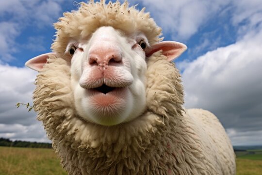 Close-up of a sheep looking at the camera