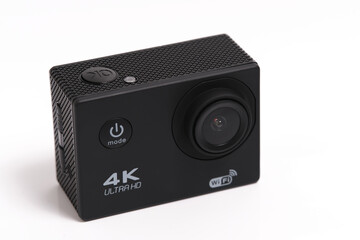 4K action camera on a white background.