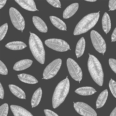 seamless black and white leaf pattern background