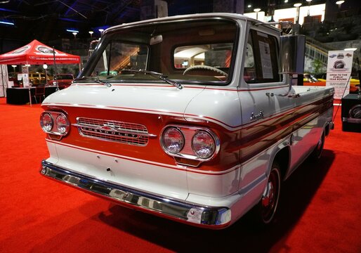 Philadelphia, Pennsylvania, U.S - January 14, 2024 - The 1962 Chevrolet Corvair 95 Rampside Pickup 3-Speed