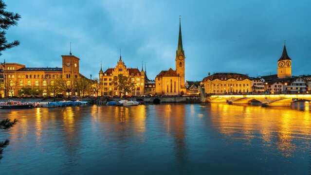 Zurich, Switzerland Historic Cityscape on the Limmat River