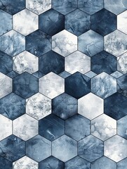 Geometric pattern featuring minimalist hexagons in muted tones of gray.