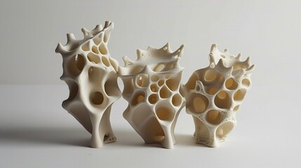 Intricately designed 3D-printed bone scaffolds promoting bone regeneration. - obrazy, fototapety, plakaty