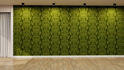 Large luxury modern bright interiors Living room mockup illustration 3D rendering image - 766508300