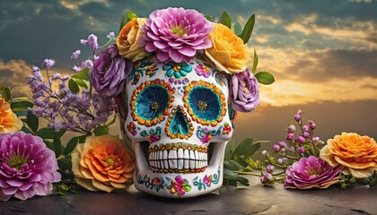 Day of the Dead Painted Skull