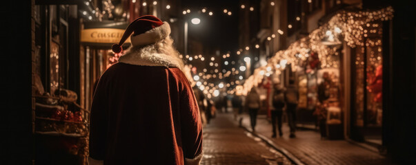 Santa Claus on the street during Christmas time