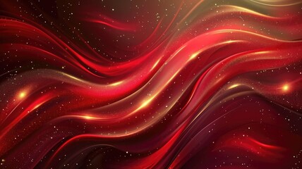The abstract picture of the two colours of red and gold colours that has been created form of the waving shiny smooth satin fabric that curved and bend around in this beauty abstract picture. AIGX01. - obrazy, fototapety, plakaty