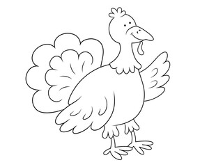 Fototapeta premium turkey coloring picture. black and white drawing that you can print on standard 8.5x11 inch paper
