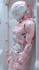Futuristic robot with human-like structure. Generative AI