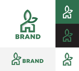The "Natural House" Logo template is a combination of a minimalist house symbol and leaves. Great symbol for natural homes, nature home builders, tree house companies, etc.