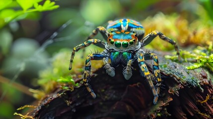 Captivating Peacock Spider:An Iridescent Arachnid Showcasing Nature's Intricate Beauty