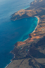 Aerial view of Villasimius coast, Sardinia, Italy