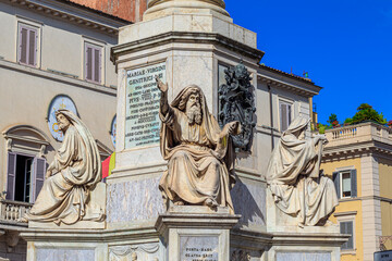 Patriarch Moses, base of the Column of the Immaculate Conception in Rome, Italy