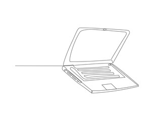 Continuous Line Drawing Of Laptop Computer. One Line Of Laptop Gadget. Laptop Continuous Line Art. Editable Outline.