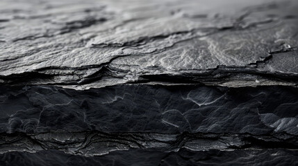 Close-up of layered rock formations in monochrome tones.