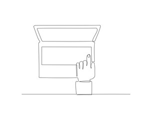Continuous Line Drawing Of Laptop Computer. One Line Of Laptop Gadget. Laptop Continuous Line Art. Editable Outline.