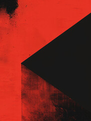 Stark contrast with a sharp black triangle on a textured red background.