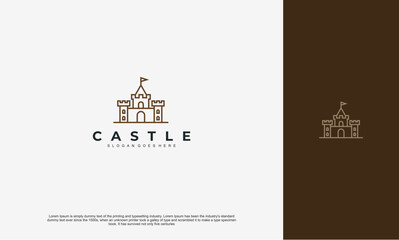 medieval castle building Logo old build tower, illustration vector design template