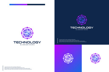 global tech logo , innovation modern , logo design template.