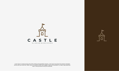 medieval castle building Logo old build tower, illustration vector design template