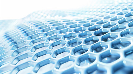 Fototapeta premium Azure Matrix: Abstract Graphene Mesh in White and Blue. Generative AI