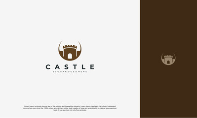 medieval castle building Logo old build tower, illustration vector design template