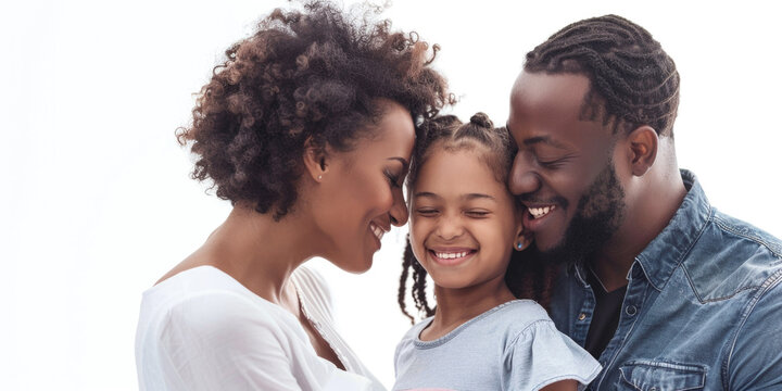 A family of three, a mother and two children, are smiling and hugging each other. The image conveys a warm and loving atmosphere, showcasing the bond between family members