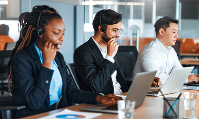 People working in a call center