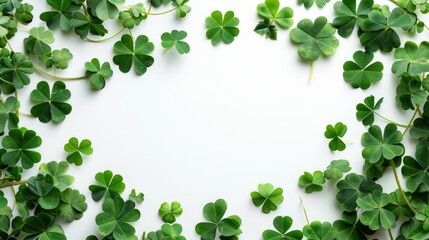 Fototapeta premium A green leafy plant with four leaves in a circle