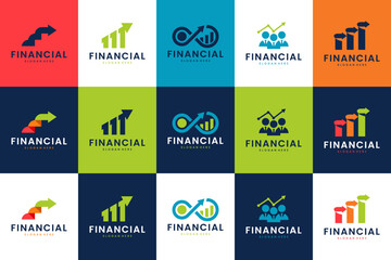 collection of finance business logo , growth investment , logo design template.