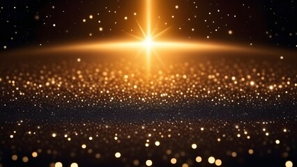 Fototapeta na wymiar Glowing golden stars, sparkles, magical starry background