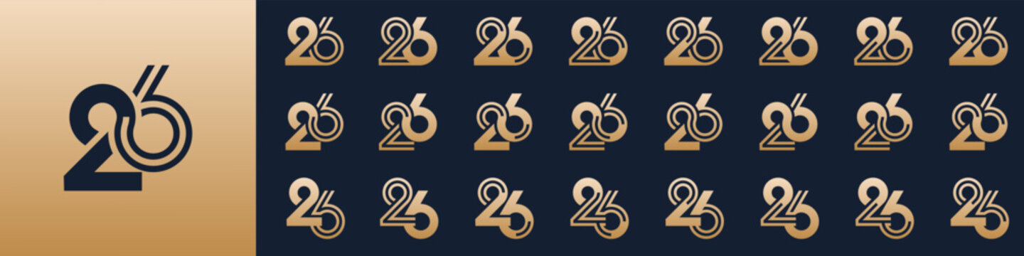 collection of creative number 26 logo designs. abstract twenty-six design vector illustration