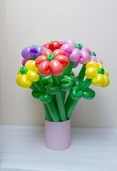 bouquet of flowers from balloons with a bow