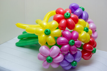 bouquet of flowers from balloons with a bow