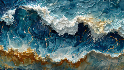 Abstract Ocean Waves Resin Artwork