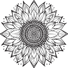 Sunflower coloring pages. Sunflower outline vector