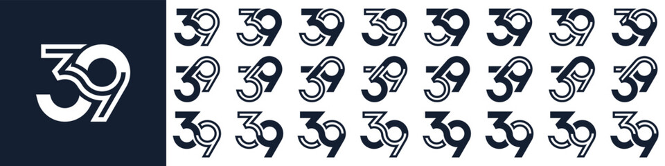 collection of creative number 39 logo designs. abstract thirty-nine design vector illustration