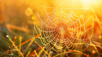Spider web with morning dew.