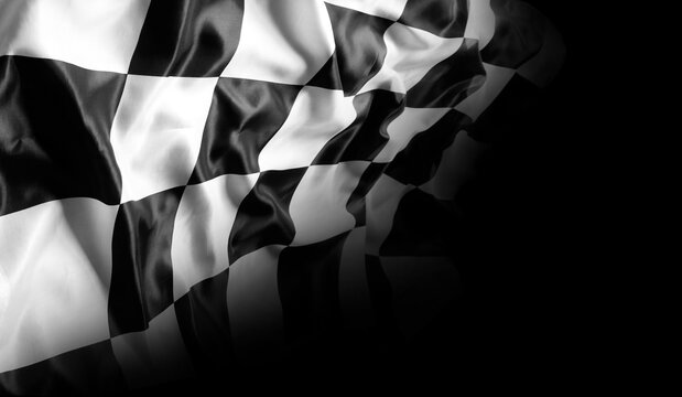Checkered racing flag on black