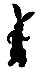 Silhouette of a dancing rabbit vector monochrome. Shape black