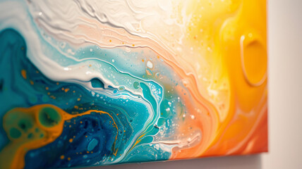 Close-up of an acrylic pour painting